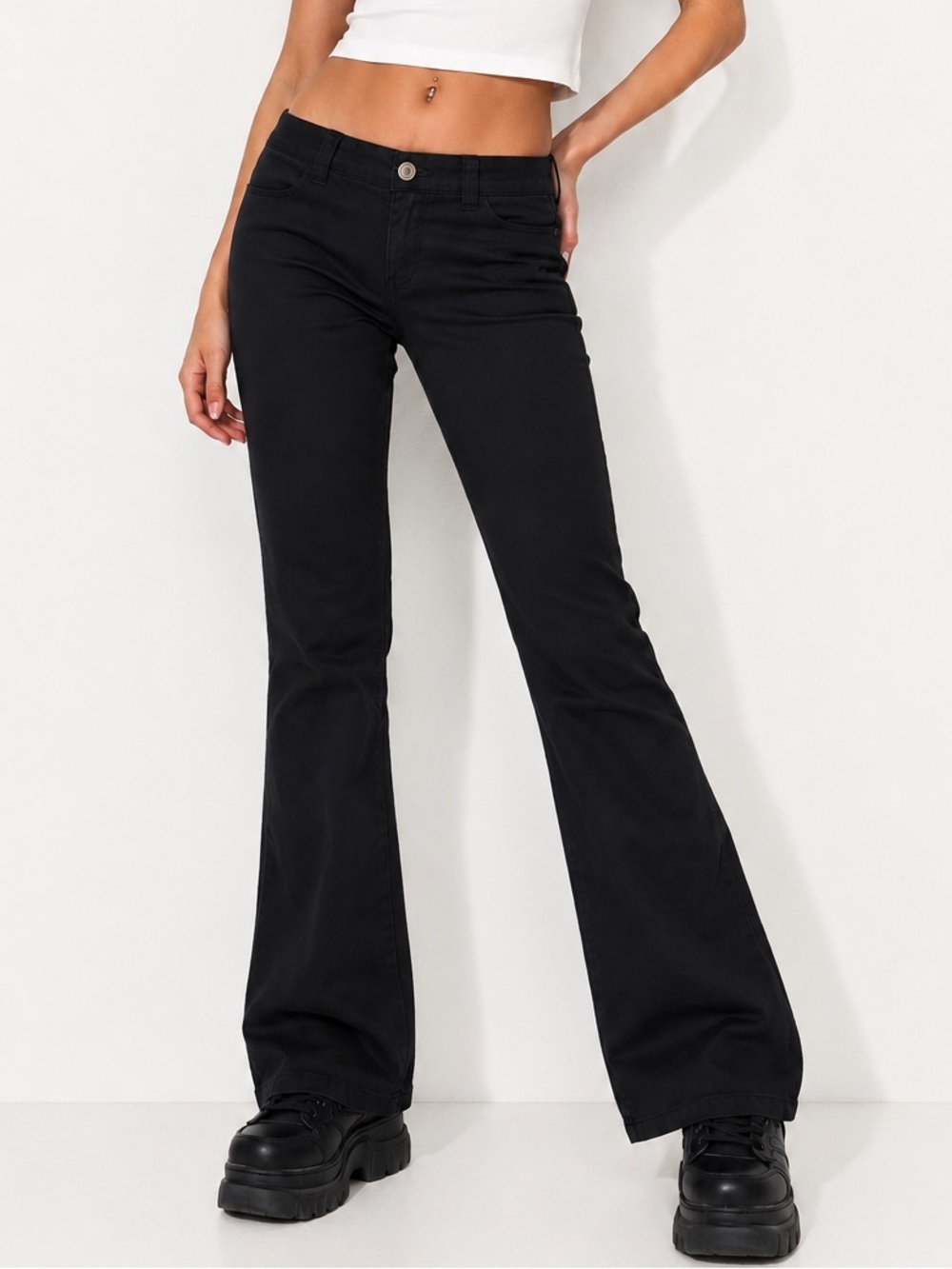 Dickies Girl Y2K Bootcut Stretch Pants Black Low Rise Flare Pants Size 9